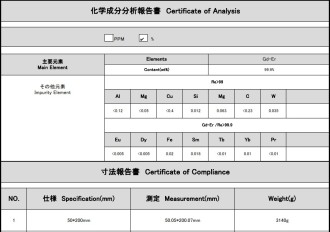 ガドリニウム 91wt%Gd-9wt%Er  ターゲット φ50x200mm 