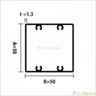 アルミ建材/板 材 A6063S-T5 角パイプビスホール材 1.3mm ステンカラー(ツヤ消) 
